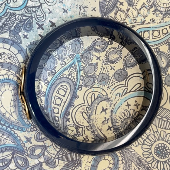 LULU FROST for J. CREW Bangle Bracelet Dark Blue Resin Rhinestones - Picture 4 of 7